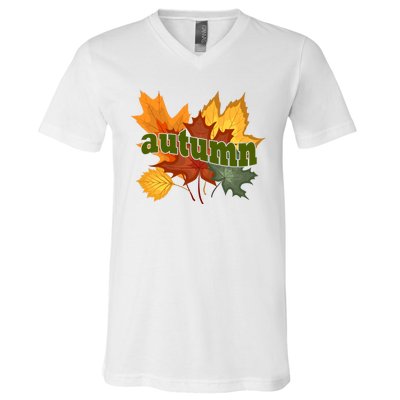 Autumn Nature Leaves V-Neck T-Shirt