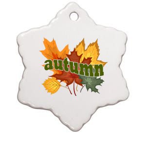 Autumn Nature Leaves Ceramic Star Ornament