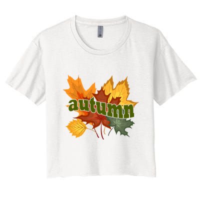 Autumn Nature Leaves Crop Top
