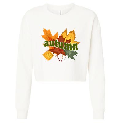 Autumn Nature Leaves Cropped Pullover Crew