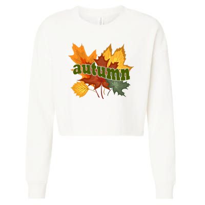 Autumn Nature Leaves Cropped Pullover Crew