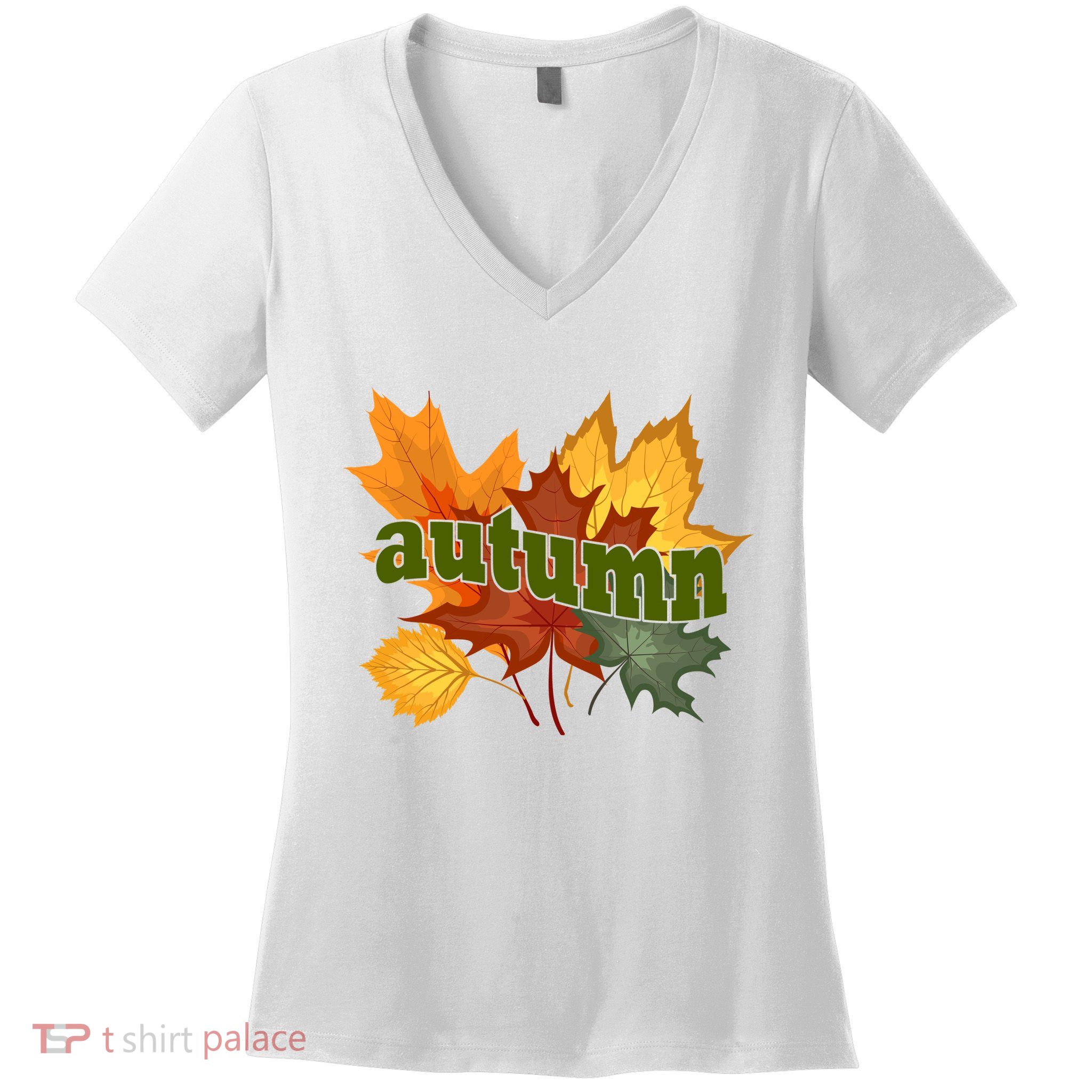 Autumn Nature Leaves Women's V-Neck T-Shirt