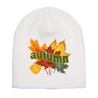 Autumn Nature Leaves Short Acrylic Beanie