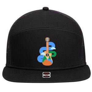 Abstract Nature Lover Guitar 7 Panel Mesh Trucker Snapback Hat