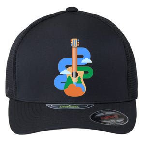 Abstract Nature Lover Guitar Flexfit Unipanel Trucker Cap