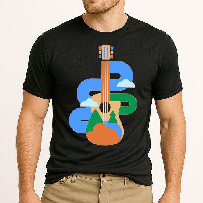 Abstract Nature Lover Guitar Cooling Performance Crew T-Shirt