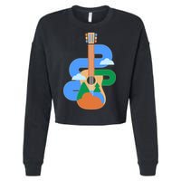 Abstract Nature Lover Guitar Cropped Pullover Crew