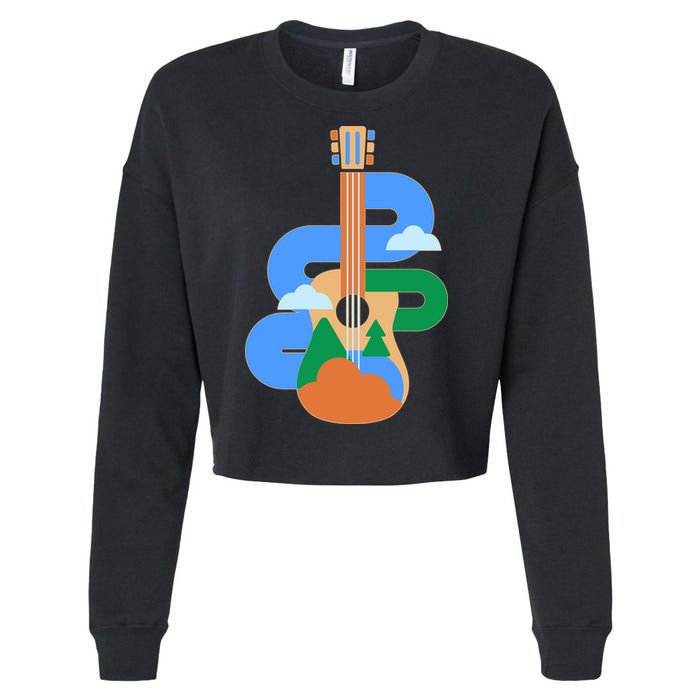 Abstract Nature Lover Guitar Cropped Pullover Crew