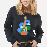 Abstract Nature Lover Guitar Cropped Pullover Crew
