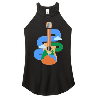 Abstract Nature Lover Guitar Women's Perfect Tri Rocker Tank