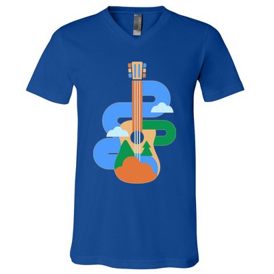 Abstract Nature Lover Guitar V-Neck T-Shirt