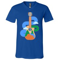Abstract Nature Lover Guitar V-Neck T-Shirt
