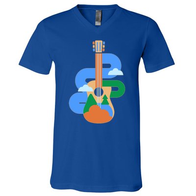 Abstract Nature Lover Guitar V-Neck T-Shirt