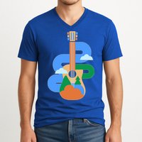 Abstract Nature Lover Guitar V-Neck T-Shirt