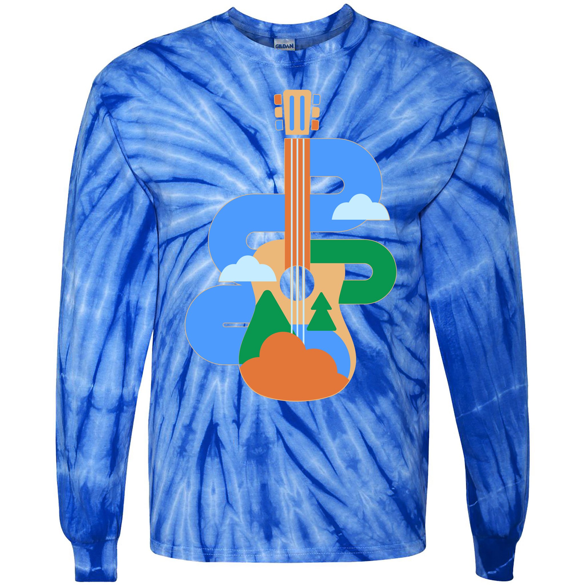 Abstract Nature Lover Guitar Tie-Dye Long Sleeve Shirt