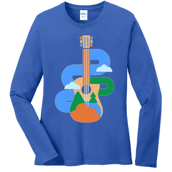 Abstract Nature Lover Guitar Ladies Long Sleeve Shirt