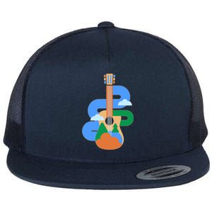 Abstract Nature Lover Guitar Flat Bill Trucker Hat