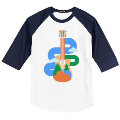 Abstract Nature Lover Guitar Baseball Sleeve Shirt