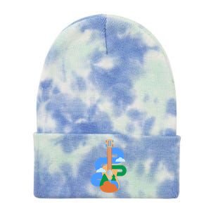 Abstract Nature Lover Guitar Tie Dye 12in Knit Beanie