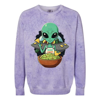 Alien Nation Loves Guacamole Ufo Alien Invasion Guac Lover Colorblast Crewneck Sweatshirt