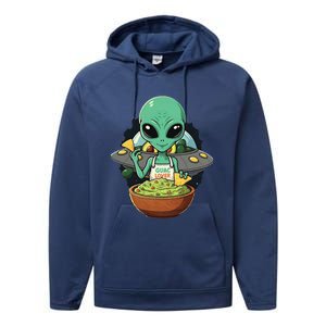 Alien Nation Loves Guacamole Ufo Alien Invasion Guac Lover Performance Fleece Hoodie