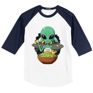 Alien Nation Loves Guacamole Ufo Alien Invasion Guac Lover Baseball Sleeve Shirt