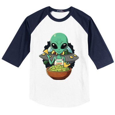 Alien Nation Loves Guacamole Ufo Alien Invasion Guac Lover Baseball Sleeve Shirt