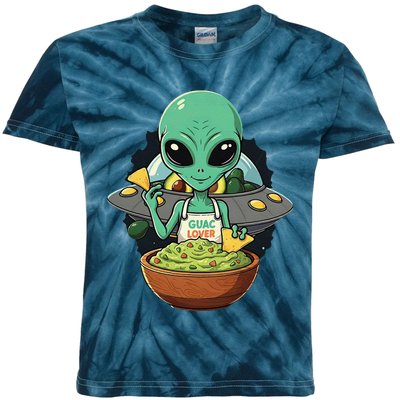 Alien Nation Loves Guacamole Ufo Alien Invasion Guac Lover Kids Tie-Dye T-Shirt