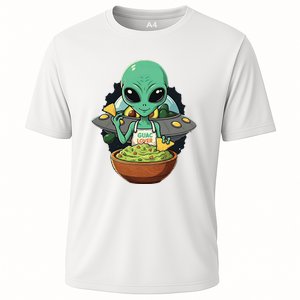 Alien Nation Loves Guacamole Ufo Alien Invasion Guac Lover Cooling Performance Crew T-Shirt