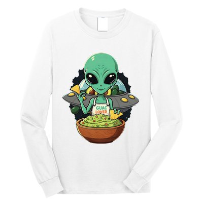 Alien Nation Loves Guacamole Ufo Alien Invasion Guac Lover Long Sleeve Shirt