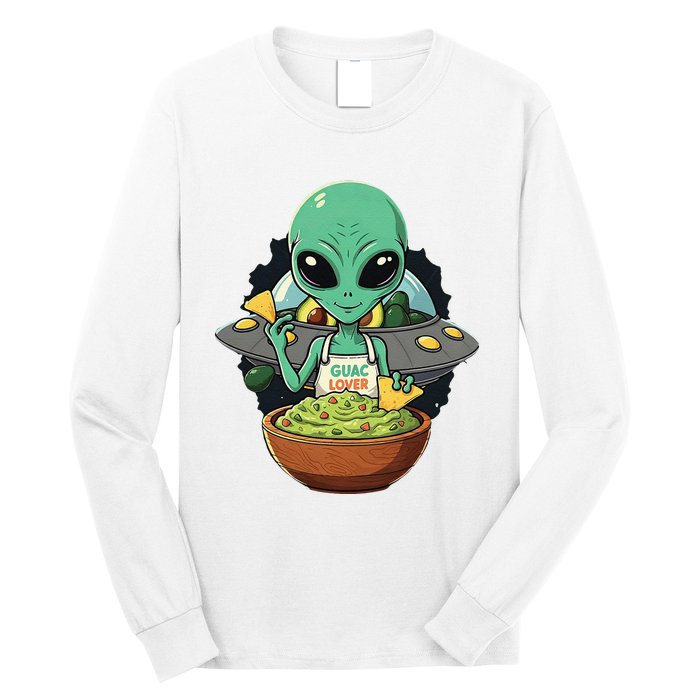 Alien Nation Loves Guacamole Ufo Alien Invasion Guac Lover Long Sleeve Shirt