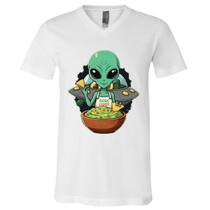 Alien Nation Loves Guacamole Ufo Alien Invasion Guac Lover V-Neck T-Shirt