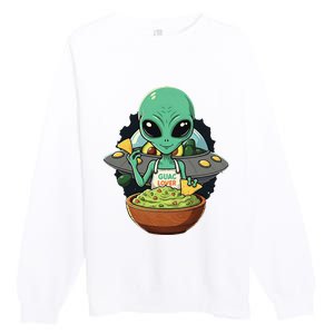 Alien Nation Loves Guacamole Ufo Alien Invasion Guac Lover Premium Crewneck Sweatshirt