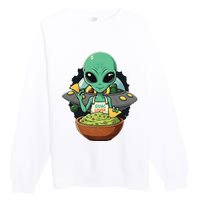 Alien Nation Loves Guacamole Ufo Alien Invasion Guac Lover Premium Crewneck Sweatshirt