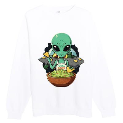 Alien Nation Loves Guacamole Ufo Alien Invasion Guac Lover Premium Crewneck Sweatshirt