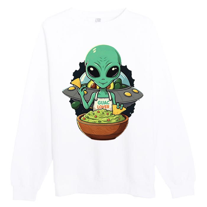 Alien Nation Loves Guacamole Ufo Alien Invasion Guac Lover Premium Crewneck Sweatshirt