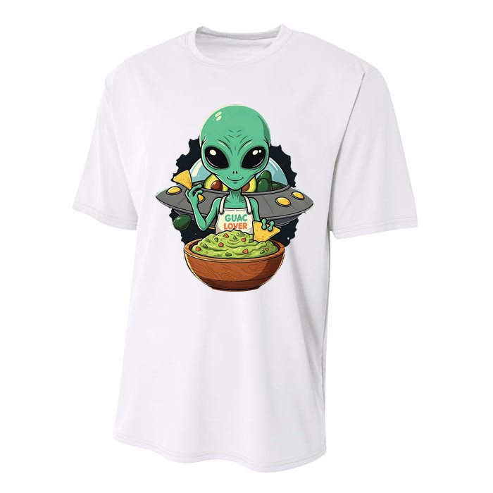 Alien Nation Loves Guacamole Ufo Alien Invasion Guac Lover Performance Sprint T-Shirt