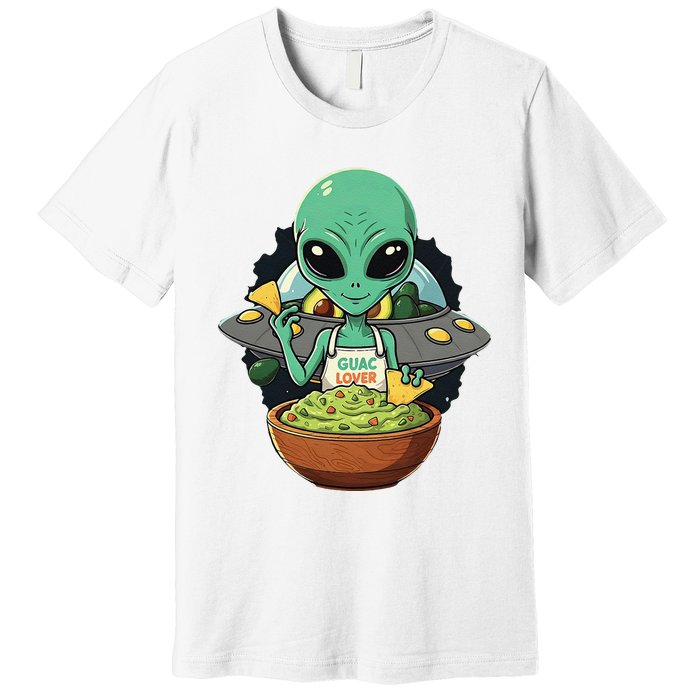 Alien Nation Loves Guacamole Ufo Alien Invasion Guac Lover Premium T-Shirt