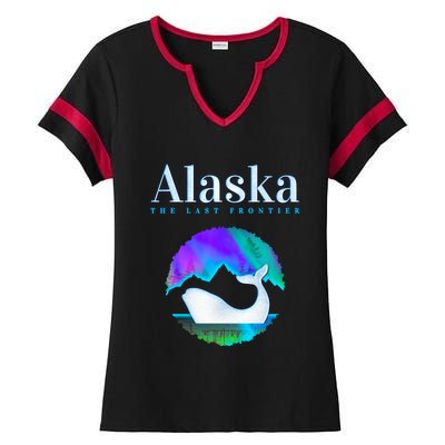 Alaska Northern Lights Orca Whale With Aurora Borealis Meaningful Gift Ladies Halftime Notch Neck Tee