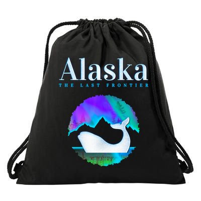 Alaska Northern Lights Orca Whale With Aurora Borealis Meaningful Gift Drawstring Bag