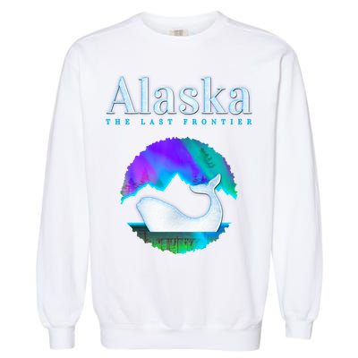 Alaska Northern Lights Orca Whale With Aurora Borealis Meaningful Gift Garment-Dyed Sweatshirt
