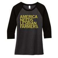 America Needs Lesbian Farmers Women's Tri-Blend 3/4-Sleeve Raglan Shirt