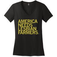 America Needs Lesbian Farmers Women's V-Neck T-Shirt