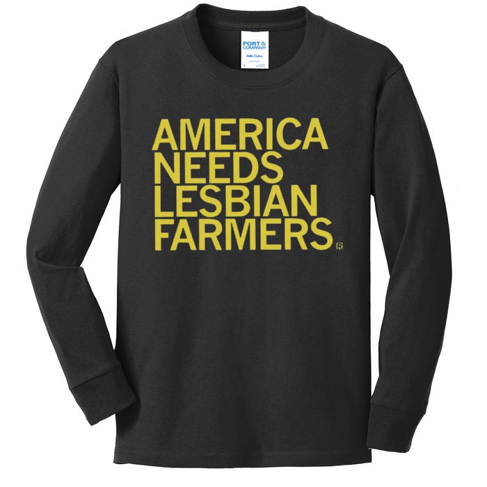 America Needs Lesbian Farmers Kids Long Sleeve Shirt