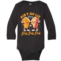 AintS No Lie Baby Pie Thanksgiving Funny Pie Pumpkin Fall Baby Long Sleeve Bodysuit