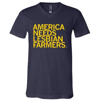 America Needs Lesbian Farmers V-Neck T-Shirt