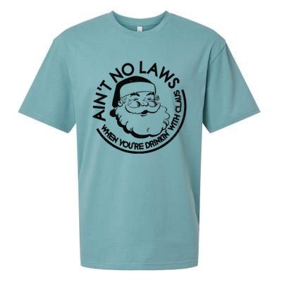 Aint No Laws When Youre Drinking With Claus Christmas July Sueded Cloud Jersey T-Shirt