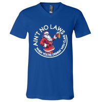 Aint No Laws When You're Ing With Claus Funny Christmas Gift V-Neck T-Shirt