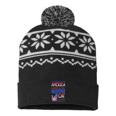 America Needs More Childless Cat Ladies Childless USA-Made Snowflake Beanie