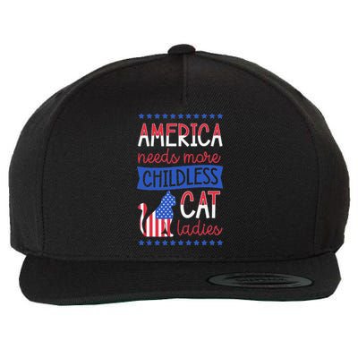 America Needs More Childless Cat Ladies Childless Wool Snapback Cap